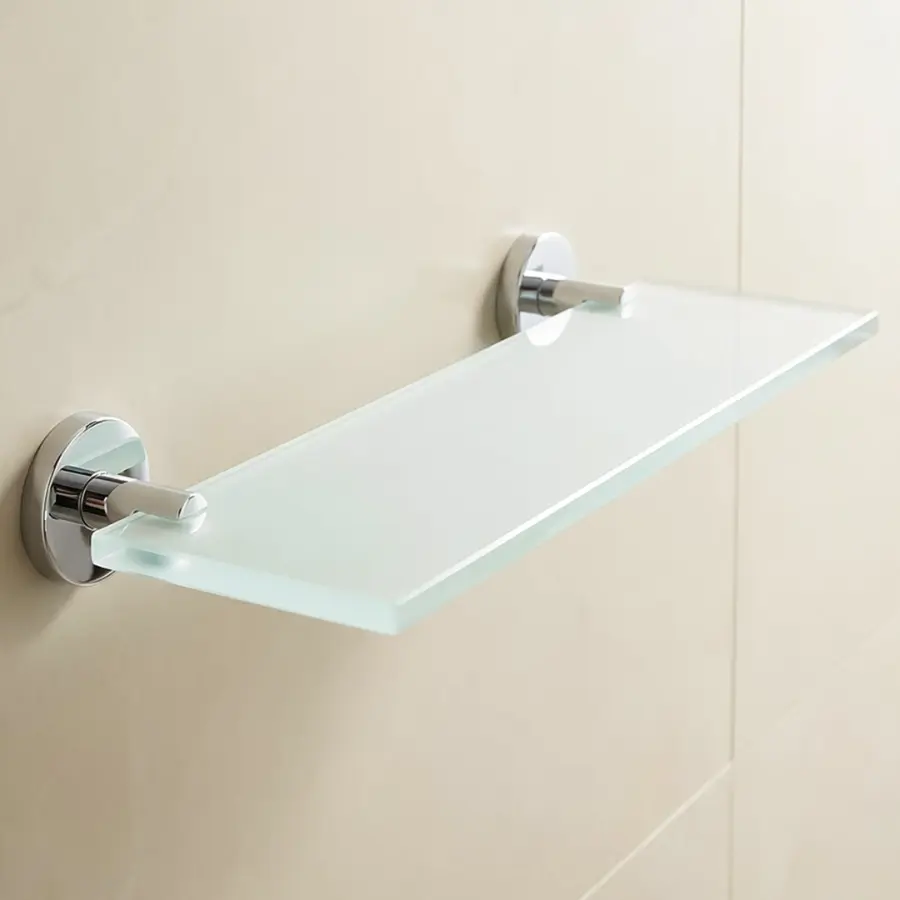 رف حمام زجاجي جداري كارليم نيم 40 × 10 سم طلاء فضي لامع